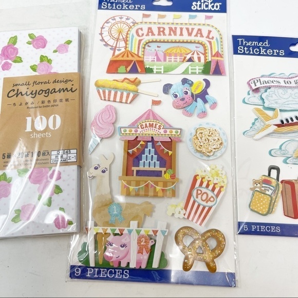 SCRAPBOOK STICKER ASSORTMENT Travel Love Carnival Life Beach Floral Paper - Picture 3 of 9